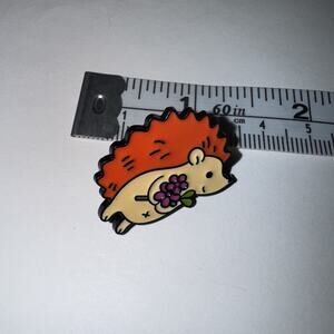 Porcupine With Purple Flowers Pin Brooch